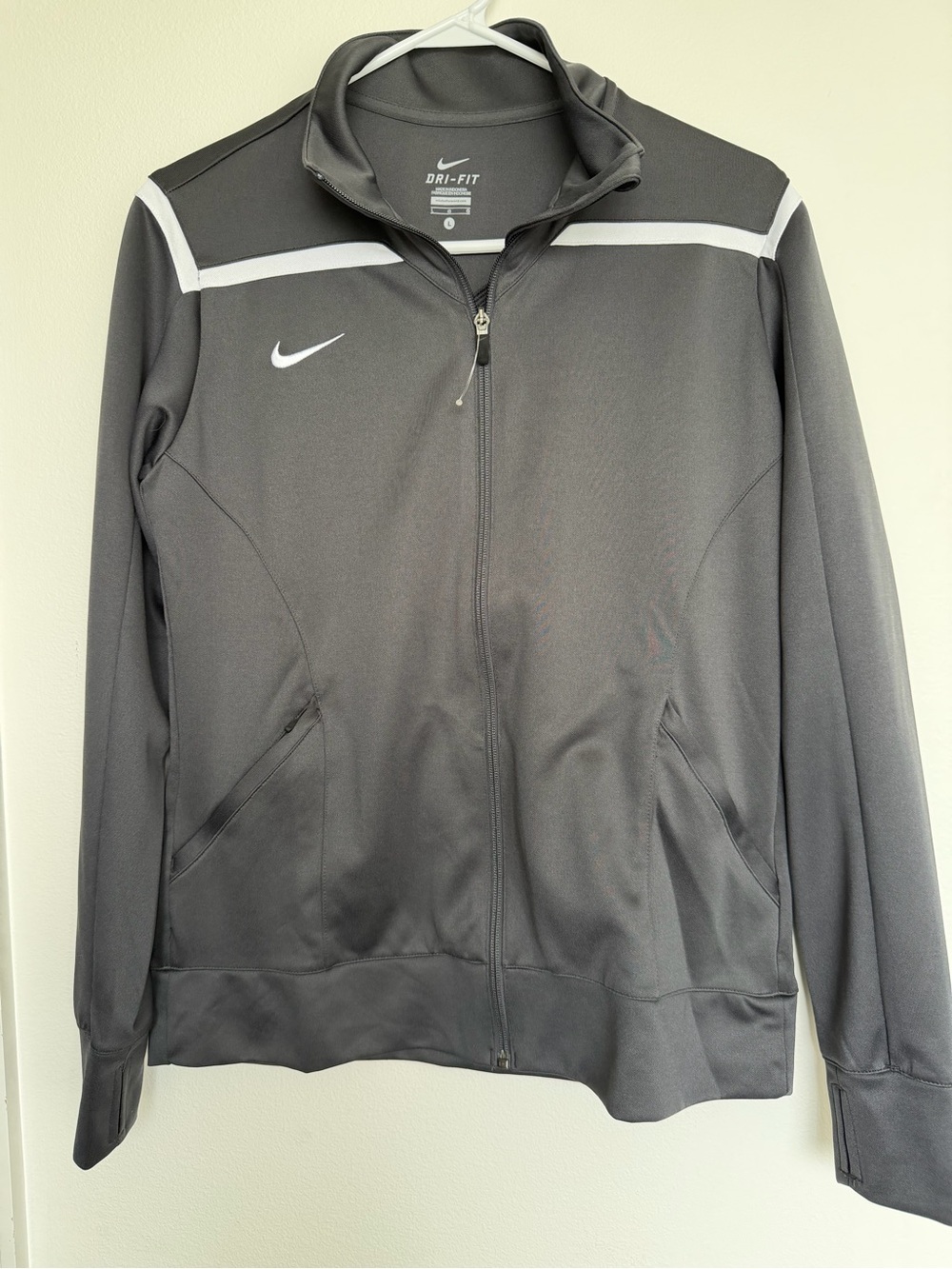 Nike Gray Dri-FIT Full-Zip Jacket with White Swoosh